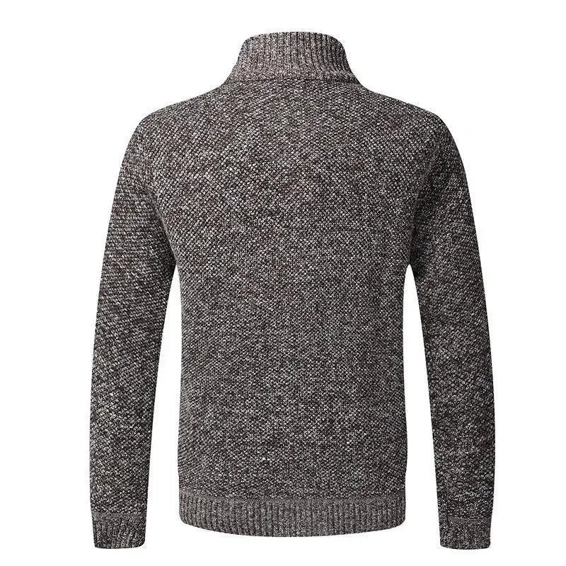 Herren Strick Cardigan Winter Vintage Warm Fleece Kleidung Über Slim Fit Pullover Männlich Oberbekleidung Mantel - Schwarz