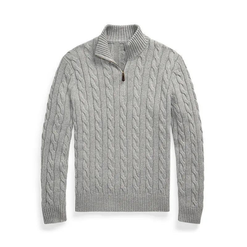 Herren-wollpullover Grau Paul Ralph Lässig Bestickter Pferdepullover Langärmliger Polo-pullover Für Herren - Grau