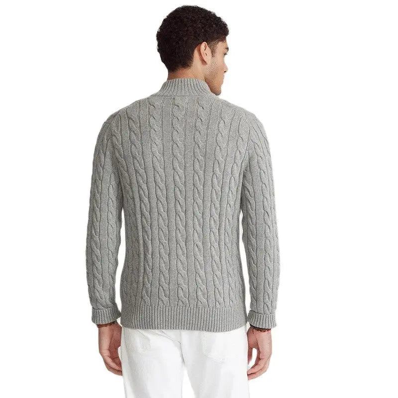 Herren-wollpullover Grau Paul Ralph Lässig Bestickter Pferdepullover Langärmliger Polo-pullover Für Herren - Grau