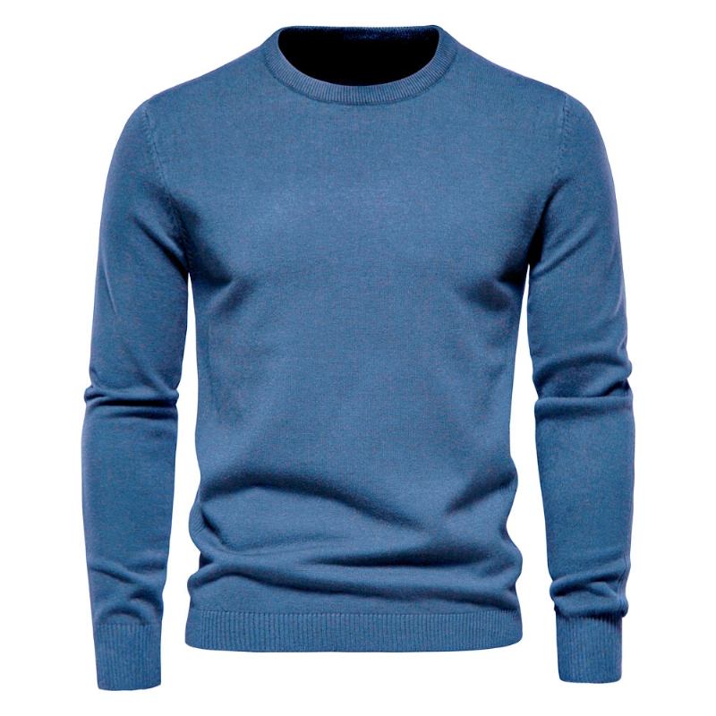 Herrenpullover Lässig Einfarbig Warmer Winterpullover Für Herren - Flogblau