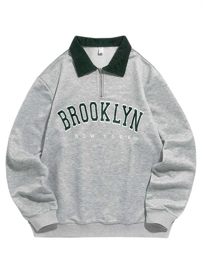 Hoodies Für Herren Fleece-futter Brooklyn Eagle-grafik-sweatshirt Unisex-rollkragen-hoodie Reißverschluss Streetwear-pullover Sweats - Schwarz