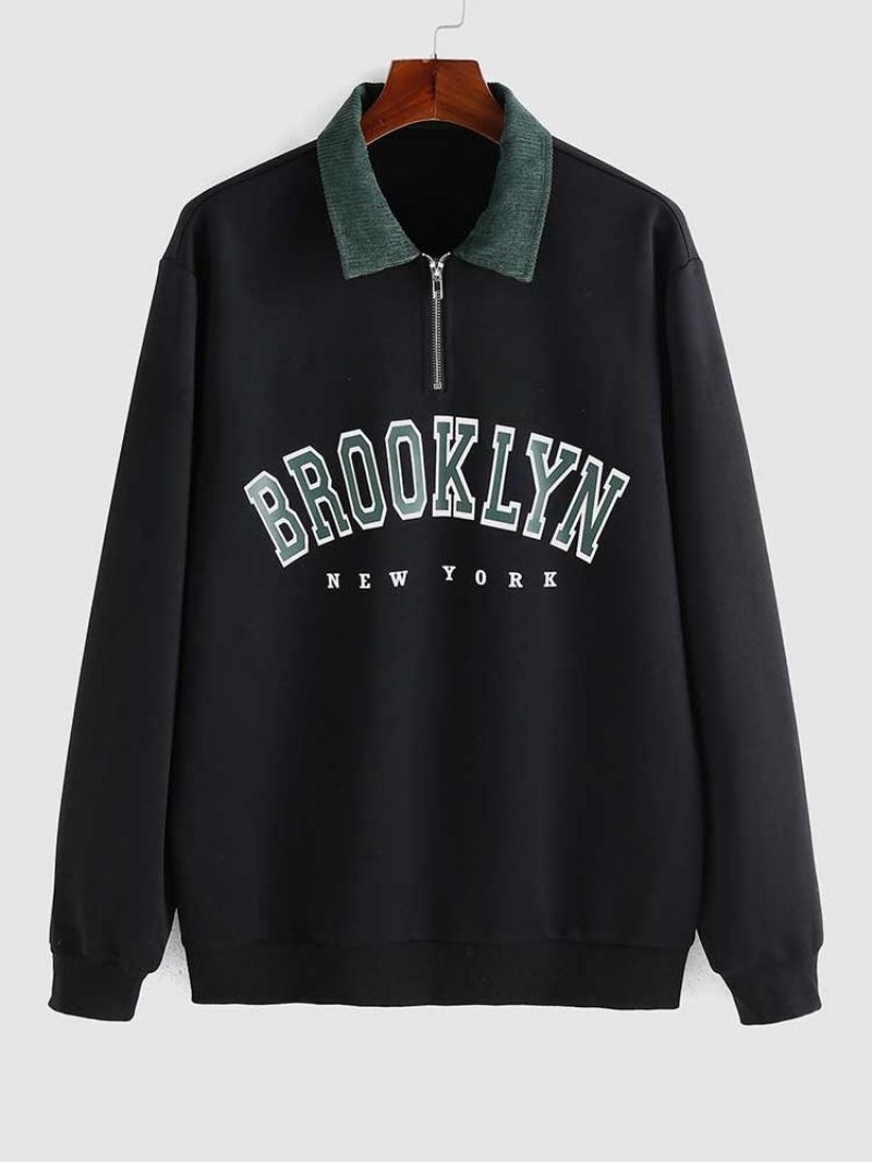 Hoodies Für Herren Fleece-futter Brooklyn Eagle-grafik-sweatshirt Unisex-rollkragen-hoodie Reißverschluss Streetwear-pullover Sweats - Schwarz