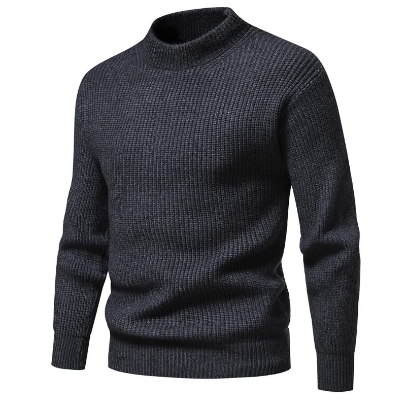 Kleidung Für Herren Rollkragenpullover Strickpullover Einfarbig Langärmeliger Pullover Für Übergroßer Reißverschluss Basic-mäntel - Dunkelgrau