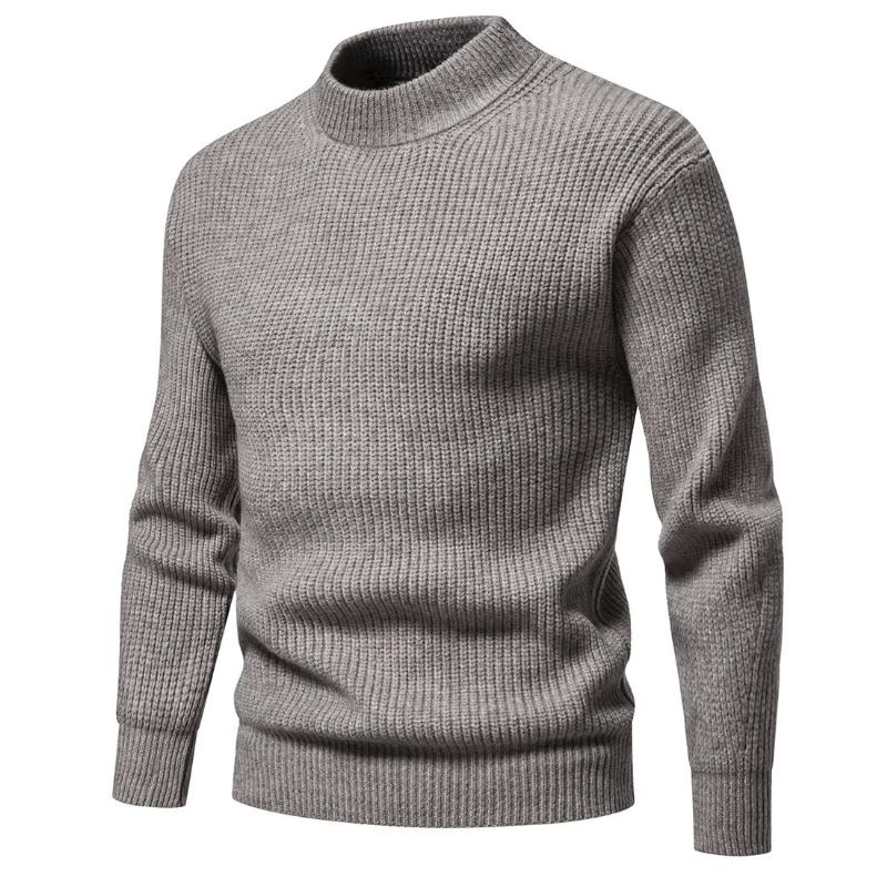 Kleidung Für Herren Rollkragenpullover Strickpullover Einfarbig Langärmeliger Pullover Für Übergroßer Reißverschluss Basic-mäntel - Dunkelgrau