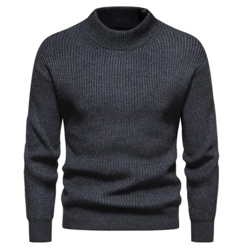 Kleidung Für Herren Rollkragenpullover Strickpullover Einfarbig Langärmeliger Pullover Für Übergroßer Reißverschluss Basic-mäntel - Dunkelgrau