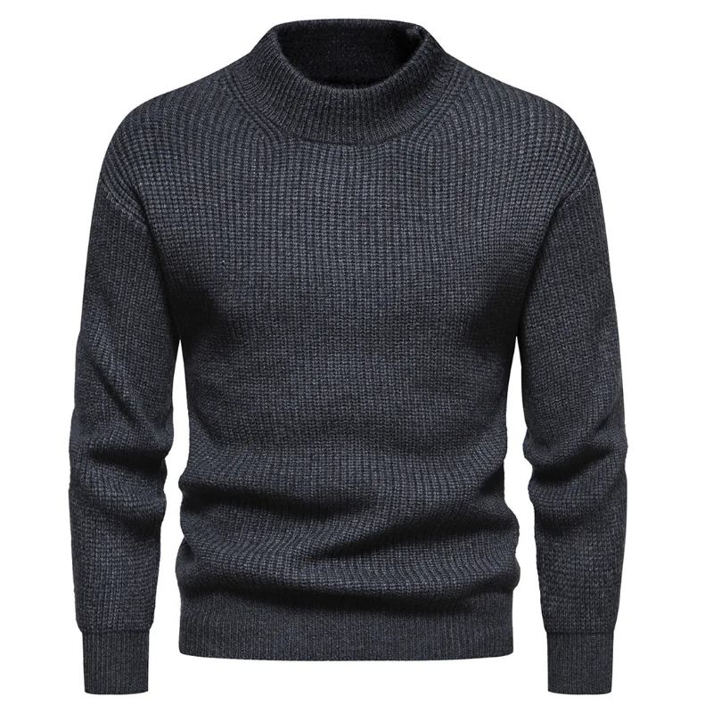 Kleidung Für Herren Rollkragenpullover Strickpullover Einfarbig Langärmeliger Pullover Für Übergroßer Reißverschluss Basic-mäntel - Dunkelgrau