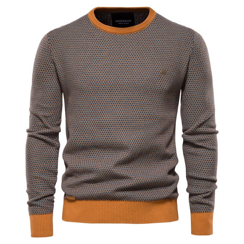 Lockerer Baumwollpullover Lässiger Warmer Hochwertiger Gespleißter Herren-strickpullover Winterpullover Für Herren - Orange