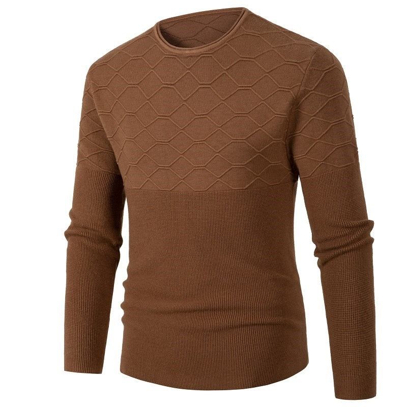 Neuer Herbstpullover Für Männer Weicher Pullover Herren Mit Rundhalsausschnitt Knopfpullover Warme Slim Fit Herrenbekleidung - Schwarz