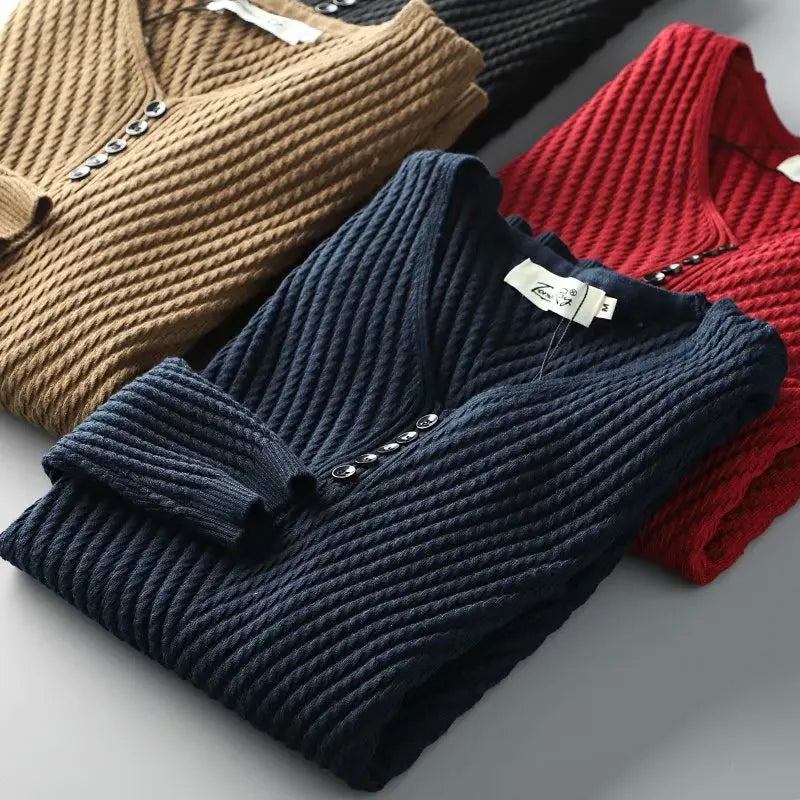 Pullover Für Herren Einfarbig Warm Slim Fit Für Strickwaren Pulli Bequem Strickoberbekleidung - Rot