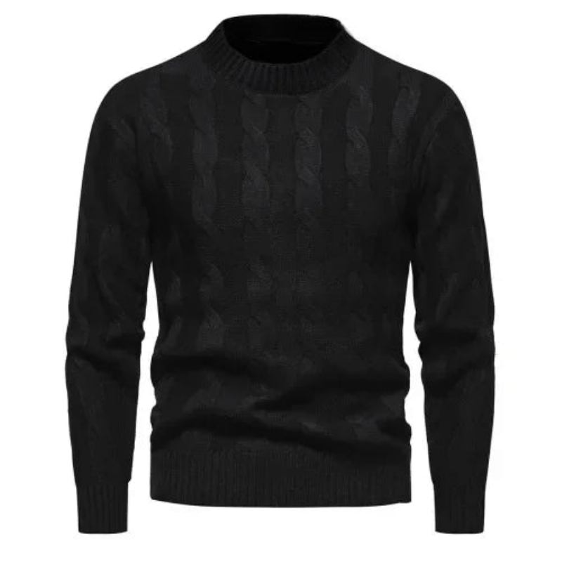 Pullover Kleidung Winter Vintage Herren Mäntel Einfarbig Gestreifter Rollkragen Herbst - Schwarz