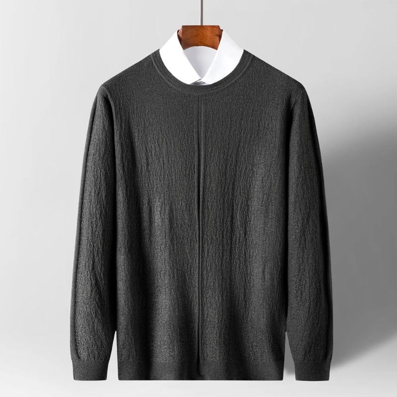 Pullover Mit Pferdemotiv Einfarbig Lässig Pull Homme Herrenpullover - Dunkelgrau