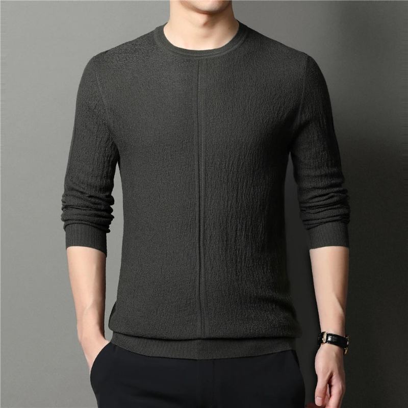 Pullover Mit Pferdemotiv Einfarbig Lässig Pull Homme Herrenpullover - Dunkelgrau