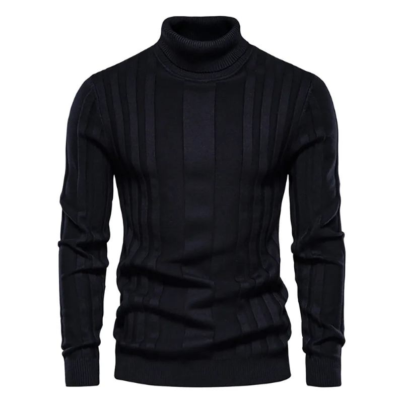 Pullover Mit Rollkragen Für Herren Lässig Basic Einfarbig Warm Gestreifter Für Winter Für - Braun