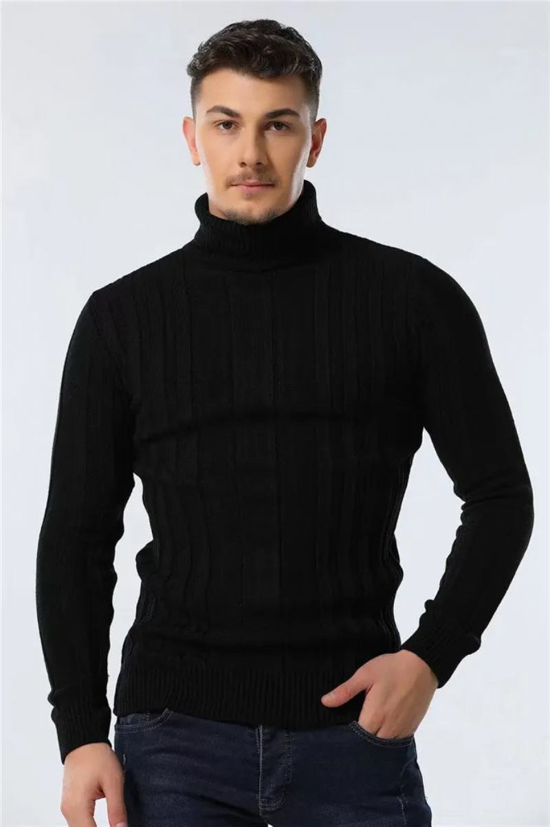 Pullover Mit Rollkragen Für Herren Lässig Basic Einfarbig Warm Gestreifter Für Winter Für - Braun