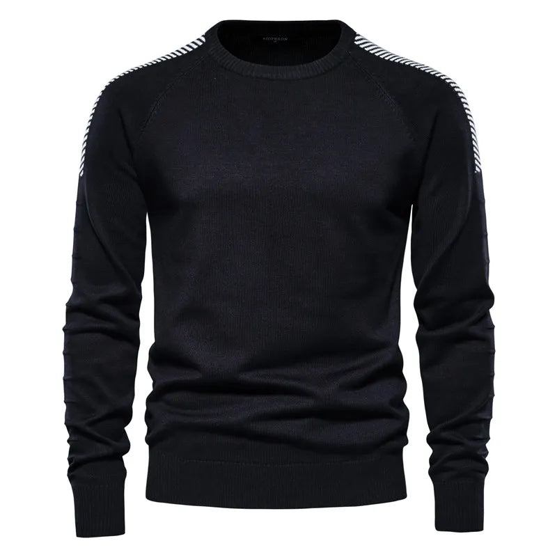 Pullover Mit Überschnittenen Ärmeln Für Herren Lässig Rundhalsausschnitt Slim Fit Für Warmer Winterpullover Für - Weiß