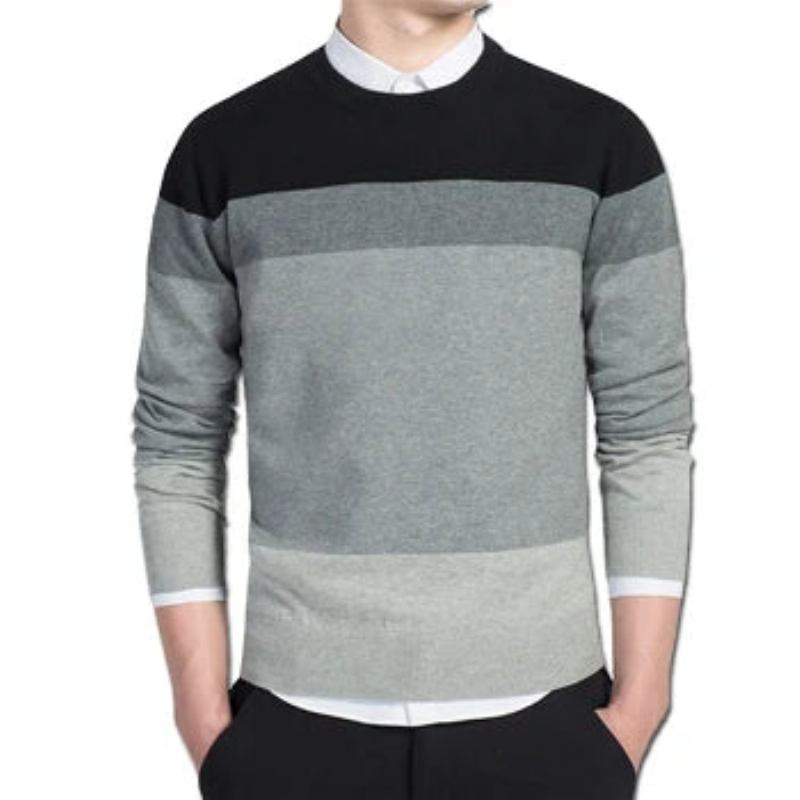 Pullover Und Für Herren Lässige Slim-fit-strickpullover Mit Langen Ärmeln Herrenbekleidung - Schwarz