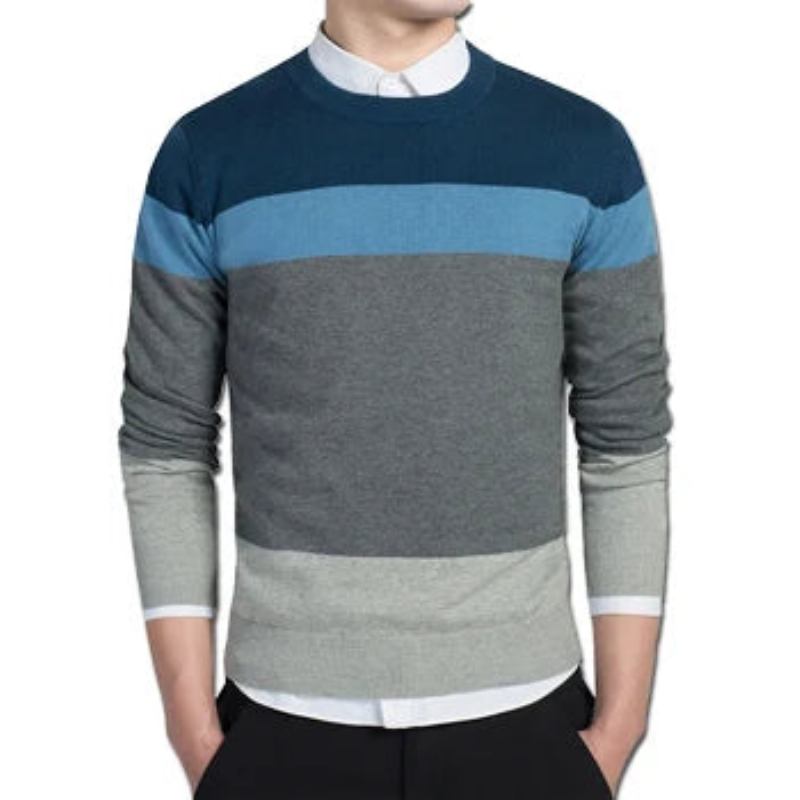 Pullover Und Für Herren Lässige Slim-fit-strickpullover Mit Langen Ärmeln Herrenbekleidung - Schwarz