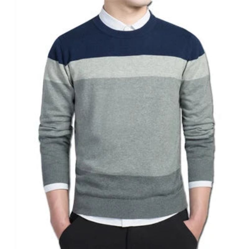 Pullover Und Für Herren Lässige Slim-fit-strickpullover Mit Langen Ärmeln Herrenbekleidung - Schwarz