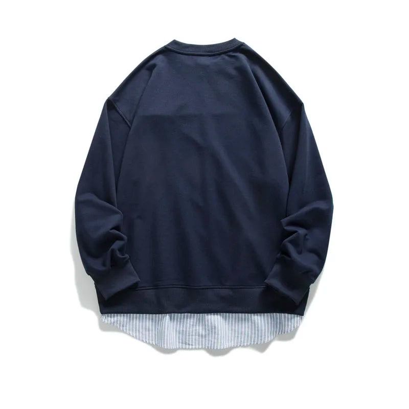 Sweatshirt Herren Kleidung Streetwear Lockerer Pullover Frühling Lässig Paar Oberteil - Marineblau