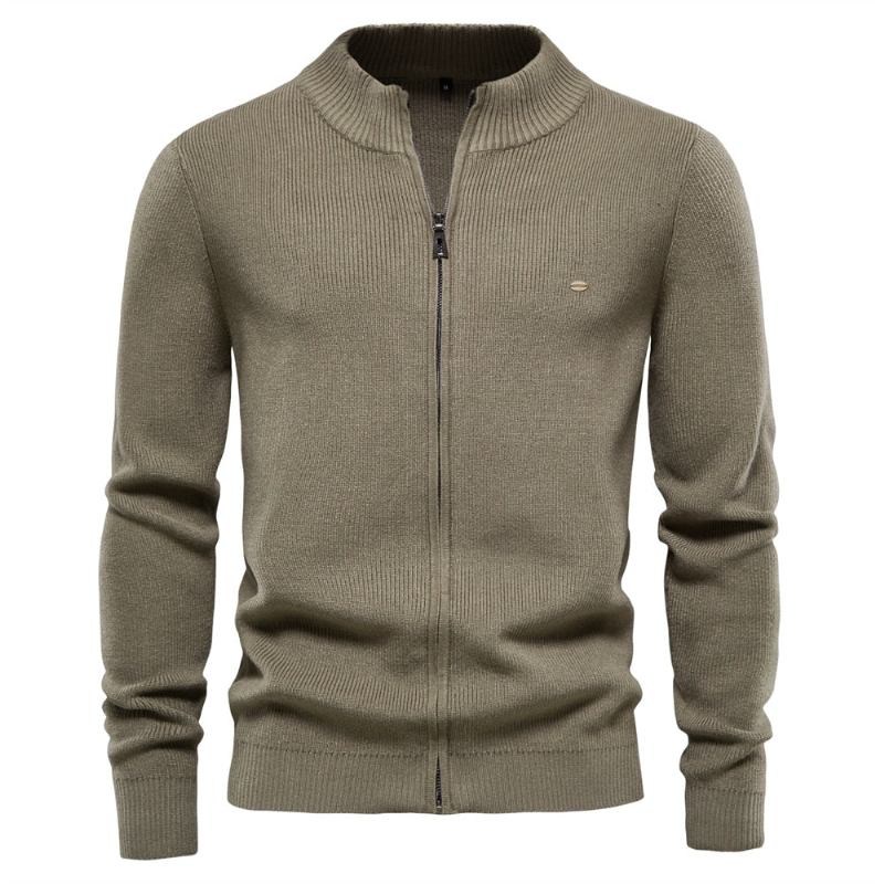 Verdickter Herren-cardigan Einfarbig Reißverschluss Basic-pullover Für Herren Hochwertig Neue Winter-herbst-cardigans Für Kleidung - Blau