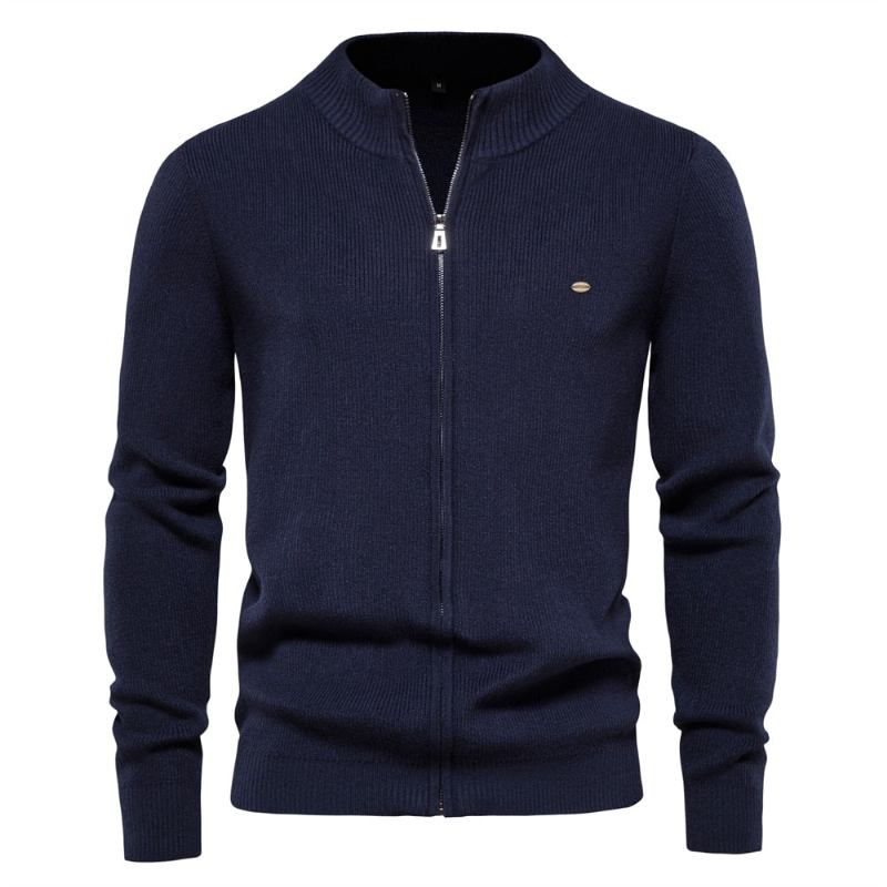 Verdickter Herren-cardigan Einfarbig Reißverschluss Basic-pullover Für Herren Hochwertig Neue Winter-herbst-cardigans Für Kleidung - Blau