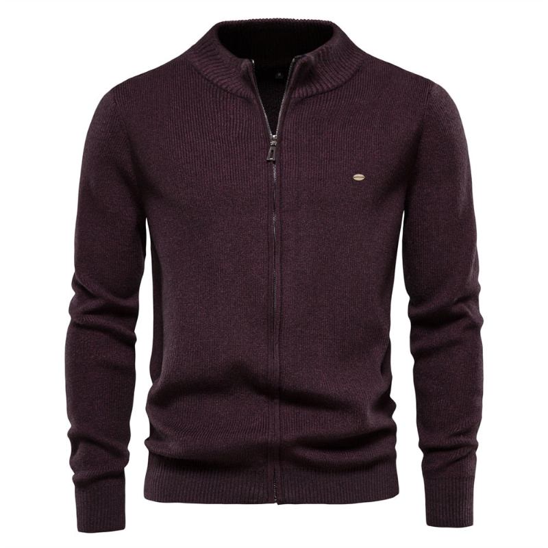 Verdickter Herren-cardigan Einfarbig Reißverschluss Basic-pullover Für Herren Hochwertig Neue Winter-herbst-cardigans Für Kleidung - Blau