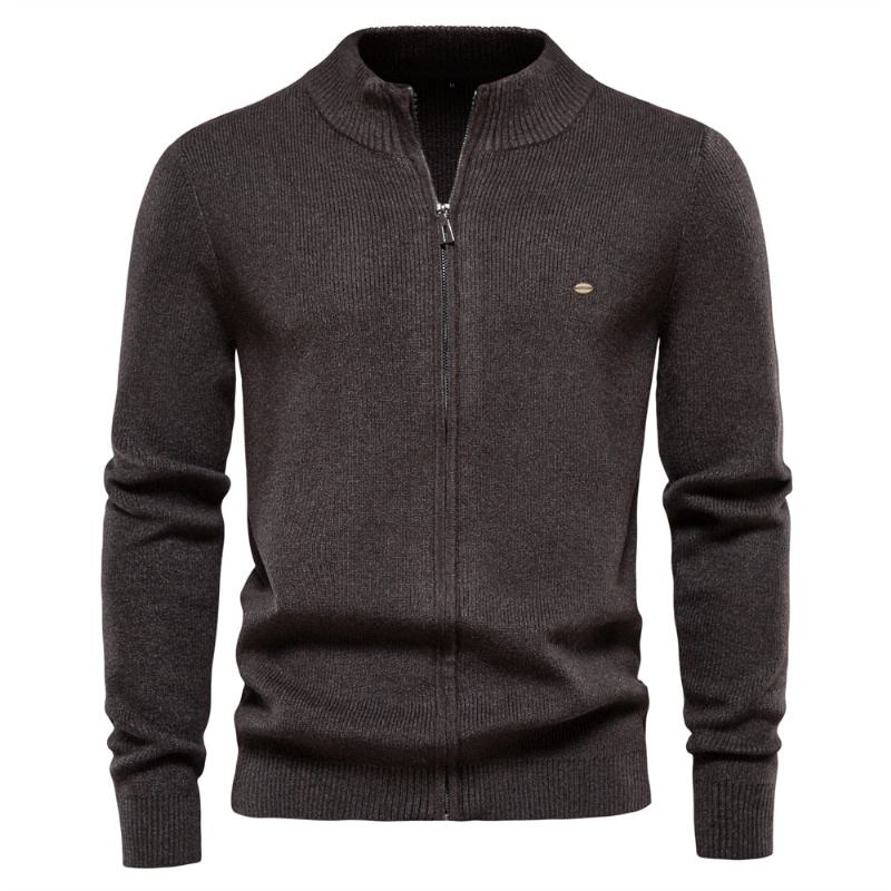 Verdickter Herren-cardigan Einfarbig Reißverschluss Basic-pullover Für Herren Hochwertig Neue Winter-herbst-cardigans Für Kleidung - Blau