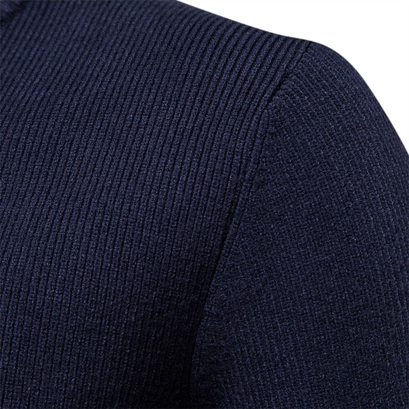 Verdickter Herren-cardigan Einfarbig Reißverschluss Basic-pullover Für Herren Hochwertig Neue Winter-herbst-cardigans Für Kleidung - Blau