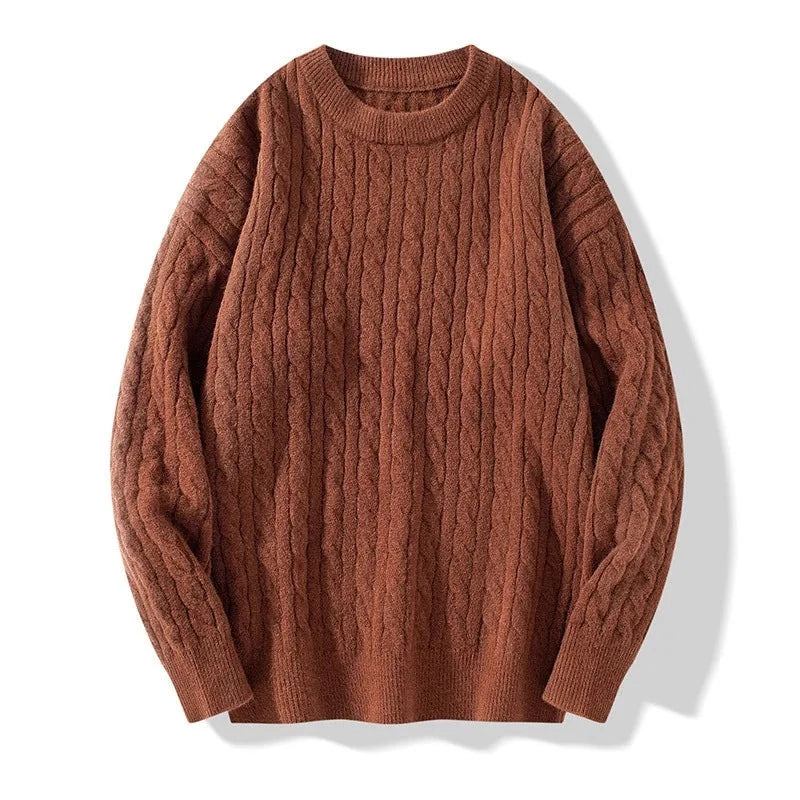 Vintage Lässiger Strickpullover Für Herren Dicker Warmer Lockerer Pullover Für Den Winter - Braun