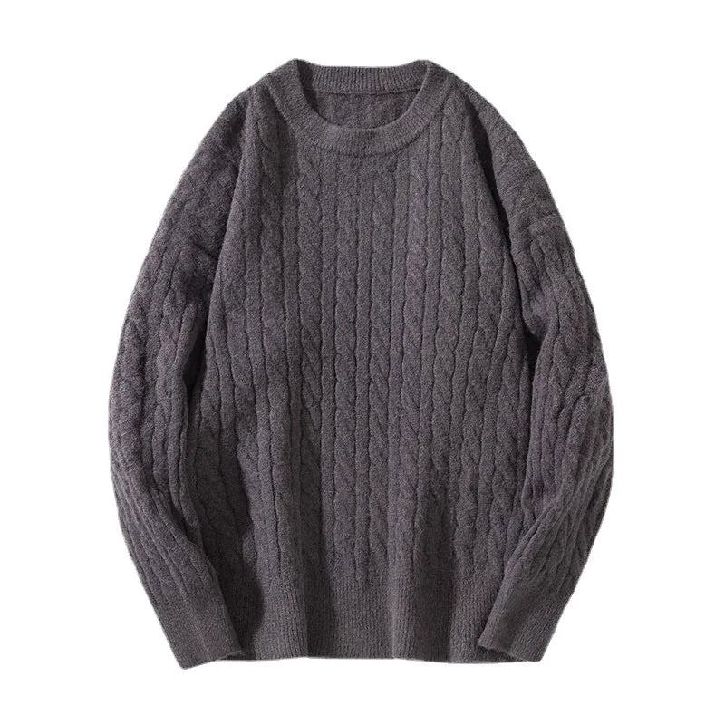 Vintage Lässiger Strickpullover Für Herren Dicker Warmer Lockerer Pullover Für Den Winter - Braun