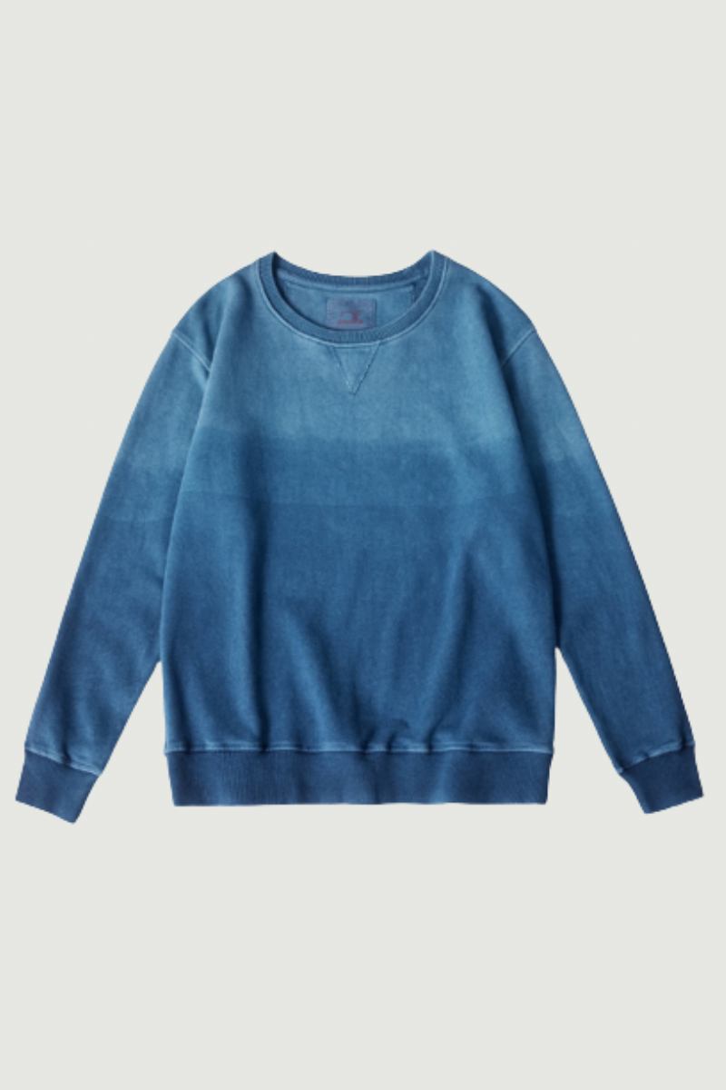 Vintage-sweatshirt Mit Farbverlauf Für Herren Neu Frühling Herbst Gekämmte Baumwolle Indigo-sweatshirt Pullover-oberteile