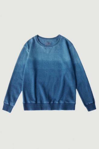 Vintage-sweatshirt Mit Farbverlauf Für Herren Neu Frühling Herbst Gekämmte Baumwolle Indigo-sweatshirt Pullover-oberteile