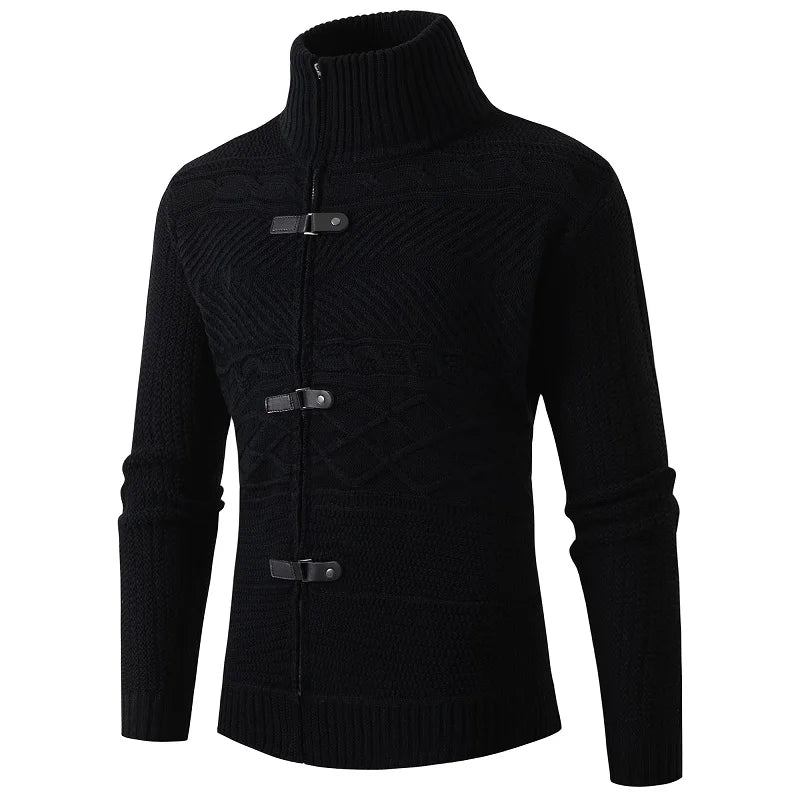 Warme Lässige Slim Fit-pullover Für Den Winter Strickjacke Mit Hörnern Dicker Pullover Mit Knopfleiste - Kaffee