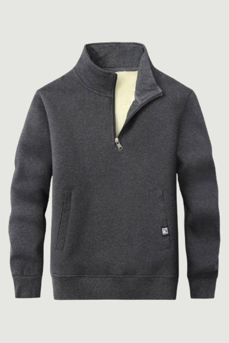 Winter-sweatshirts Für Herren Übergroßer Reißverschluss Stehkragen Berber-fleece Kapuzenpullover Für Dicke Oberbekleidung Pullover