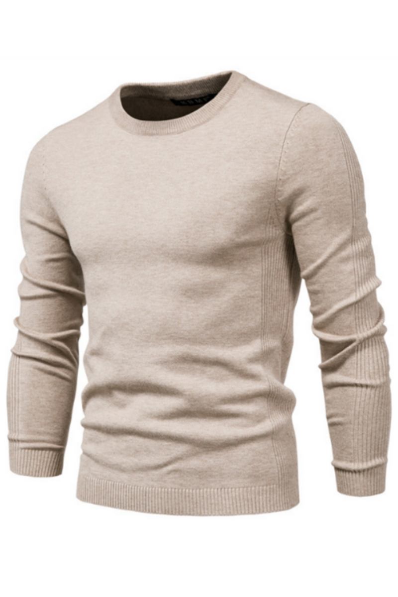 Winterdicker Pullover Für Herren Rundhalsausschnitt Einfarbig Langarm Warm Slim Pulli Herrenkleidung