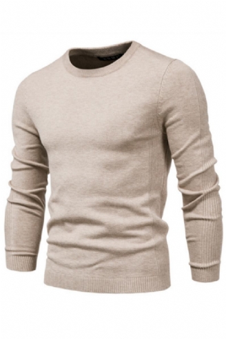 Winterdicker Pullover Für Herren Rundhalsausschnitt Einfarbig Langarm Warm Slim Pulli Herrenkleidung