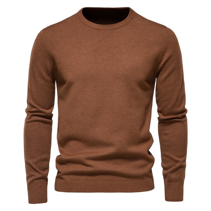 Winterdicker Pullover Für Herren Rundhalsausschnitt Einfarbig Langarm Warm Slim Pulli Herrenkleidung - Flogblau