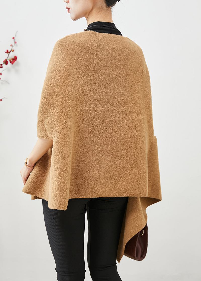 Asymmetrischer Wollmantel Mit Chinesischem Knopfmuster Im Khaki-stil Im Herbst - Damen-Wollmäntel