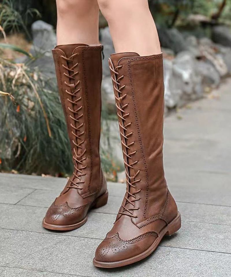 Boutique-stiefel Mit Kreuzriemen Kuscheliger Wolle Kaffee