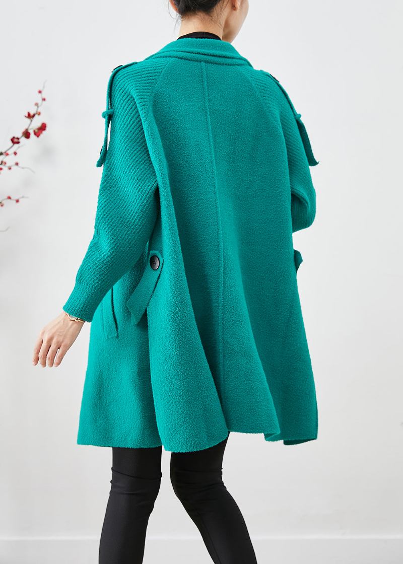 Grüner Übergroßer Patchwork-wolltrenchcoat Für Den Herbst - Damen-Wollmäntel