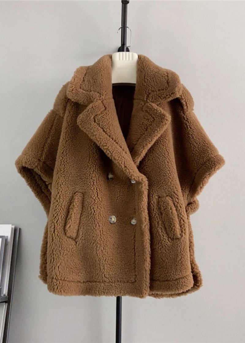 Italienische Wolljacke Mit Gekerbten Taschen In Übergröße Mit Ärmeln - Damen-Wollmäntel