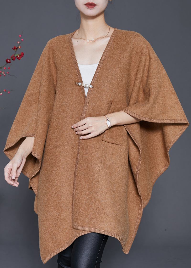 Kamelfarbener Woll-cardigan Übergroß Winter - Damen-Wollmäntel