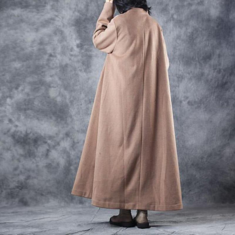 Neuer Langer Dicker Wollmantel Im Vintage-stil Für Damen In Beige - Damen-Wollmäntel