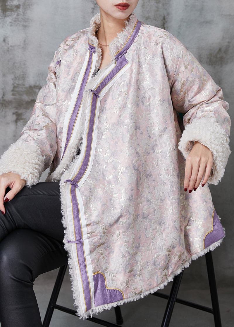 Rosa Jacquard-fleece-wollfutter Im Chinesischen Stil Frühling - Damen-Wollmäntel