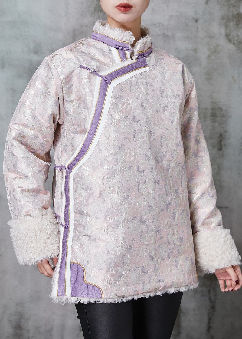 Rosa Jacquard-fleece-wollfutter Im Chinesischen Stil Frühling - Damen-Wollmäntel