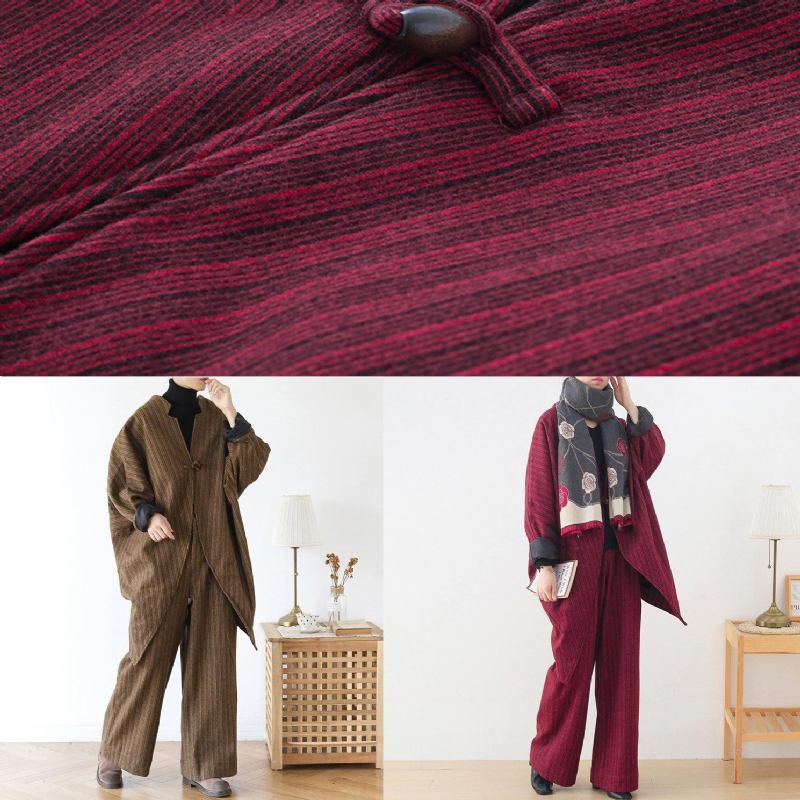 Roter Wollanzug Mit Originellem Design Weiblicher Kokonförmiger Unregelmäßiger Mittellanger Mantel Für Herbst Und Winter - Rot