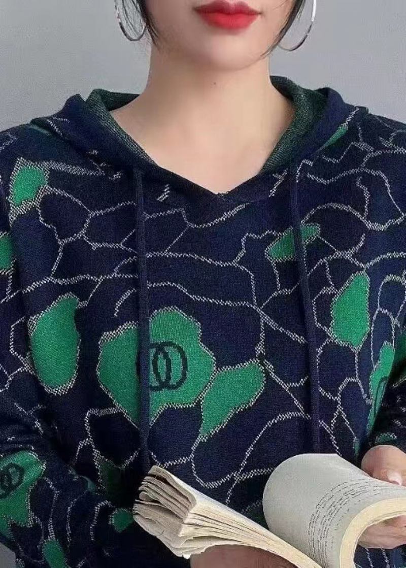 Schöner Grauer Patchwork-pullover Mit Kapuze Aus Kuscheliger Wolle Für Den Herbst - Damen-Wollmäntel