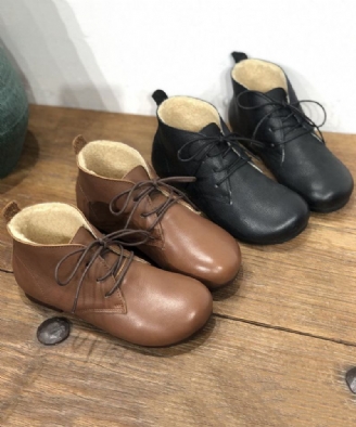 Schwarze Flache Schuhe Für Damen Schnürschuhe Flauschige Mit Wollfutter