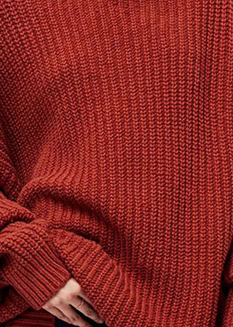 Stilvolle Karamellfarbene Rollkragenpullover Aus Übergroßem Wollstrick Winter - Damen-Wollmäntel