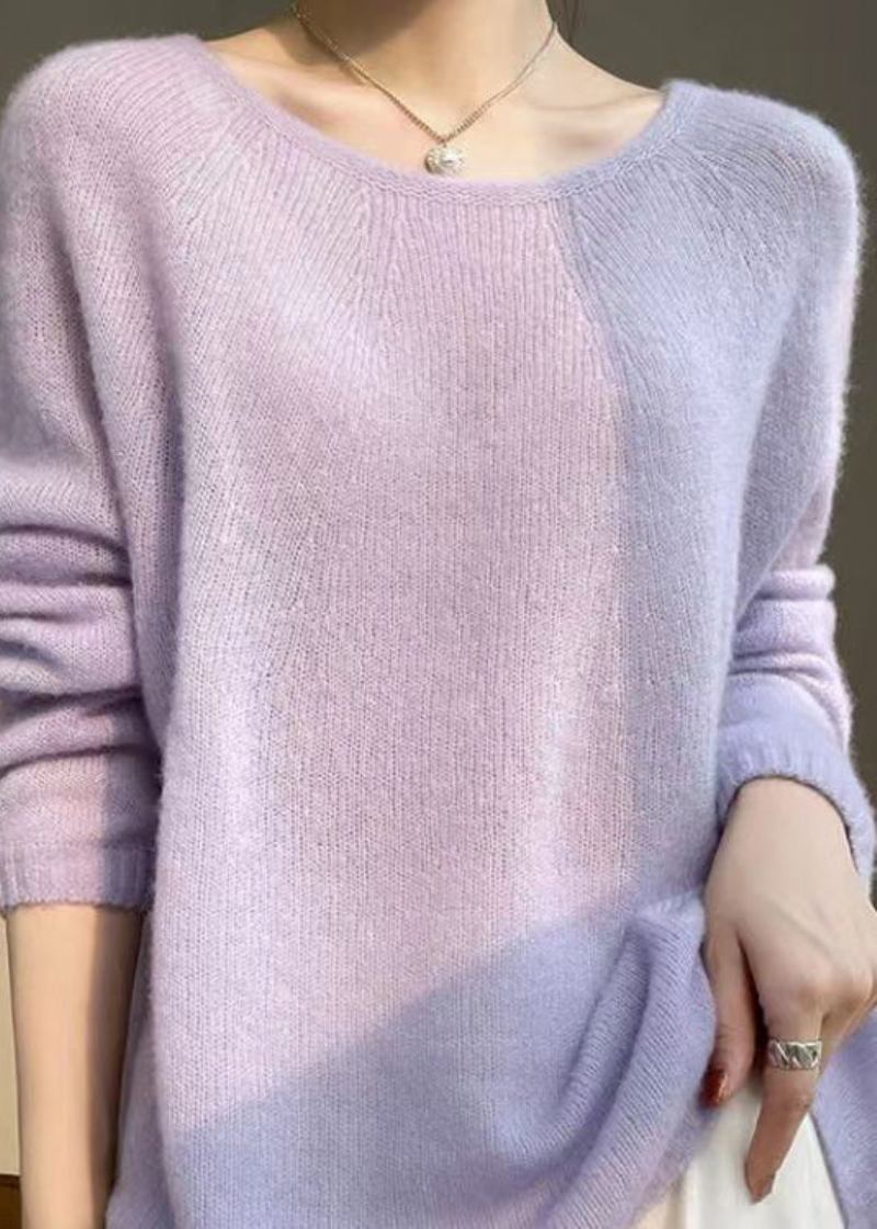 Stilvoller Weißer Wollpullover Mit O-ausschnitt Und Jacquard-patchwork Herbst - Damen-Wollmäntel